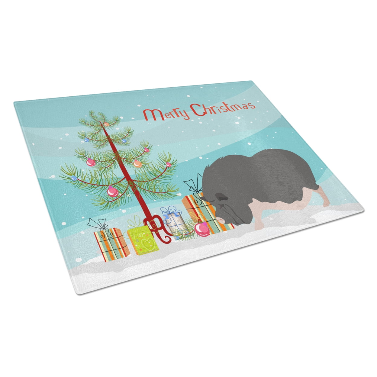 Vietnamese Pot-Bellied Pig Christmas Glass Cutting Board - Large