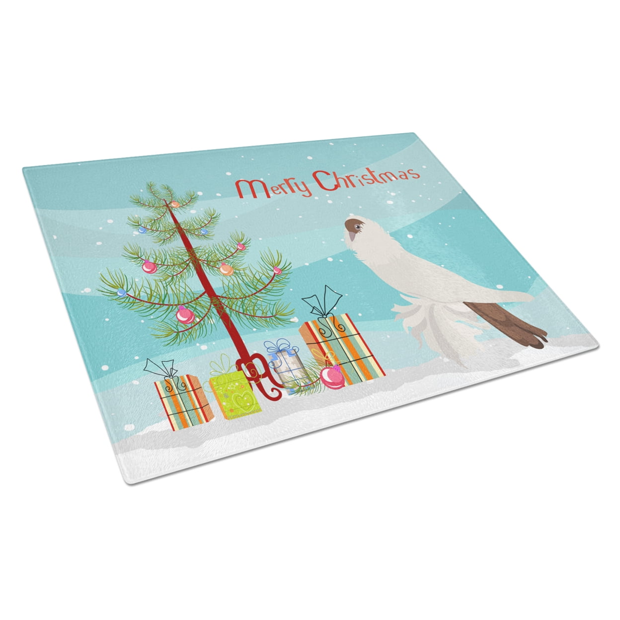 German Helmet Pigeon Christmas Glass Cutting Board - Large