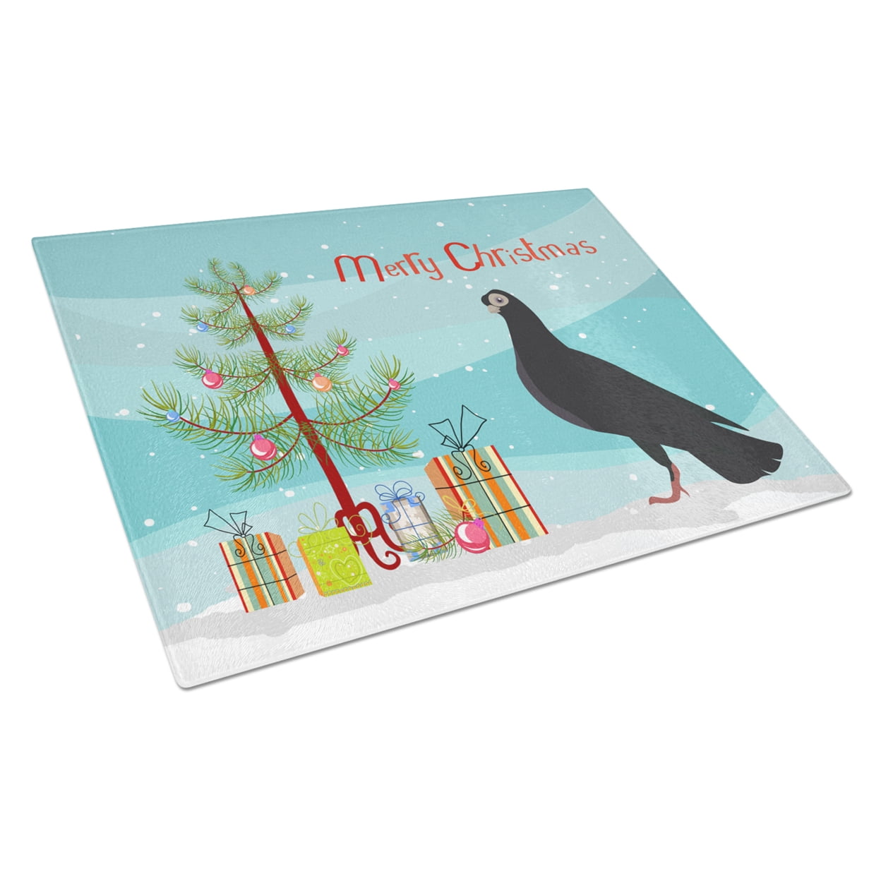 BB9314LCB Budapest Highflyer Pigeon Christmas Glass Cutting Board - Large