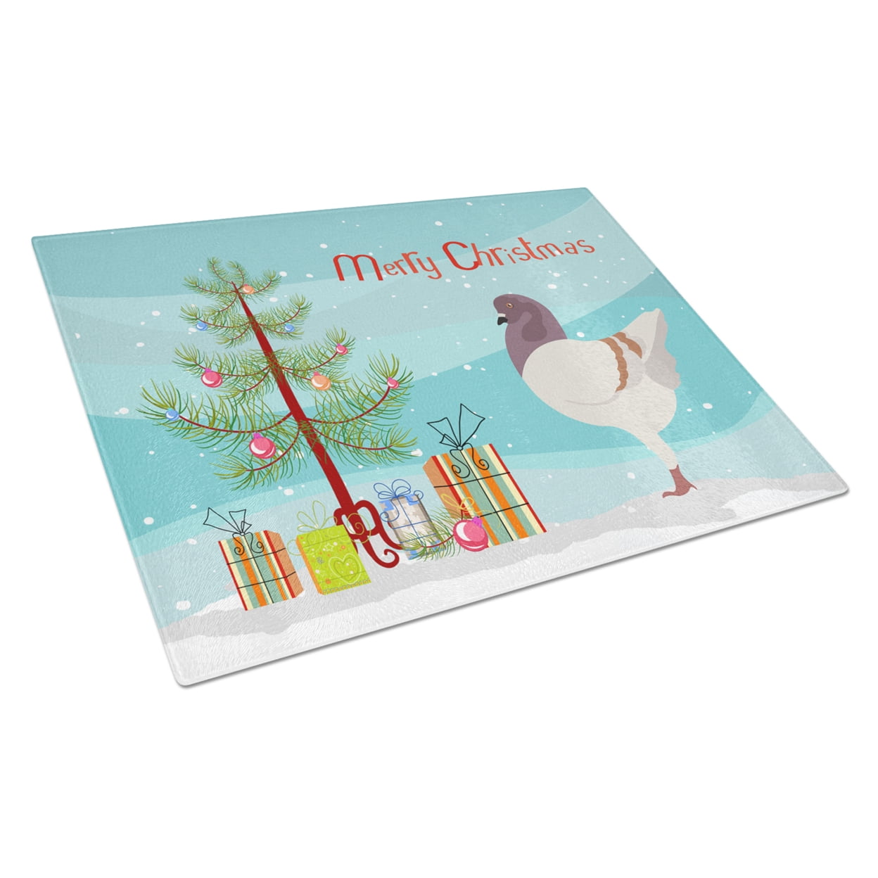 German Modena Pigeon Christmas Glass Cutting Board - Large