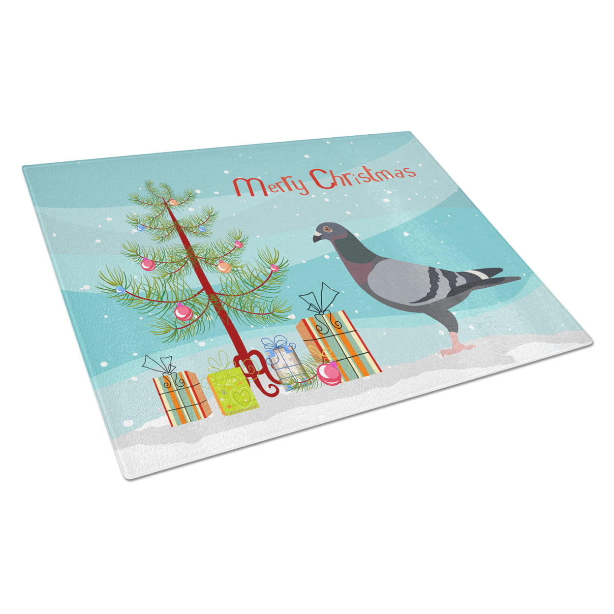 Racing Pigeon Christmas Glass Cutting Board - Large