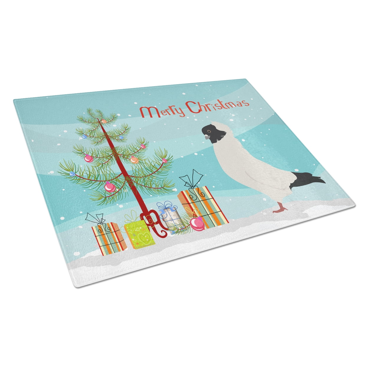 Nun Pigeon Christmas Glass Cutting Board - Large