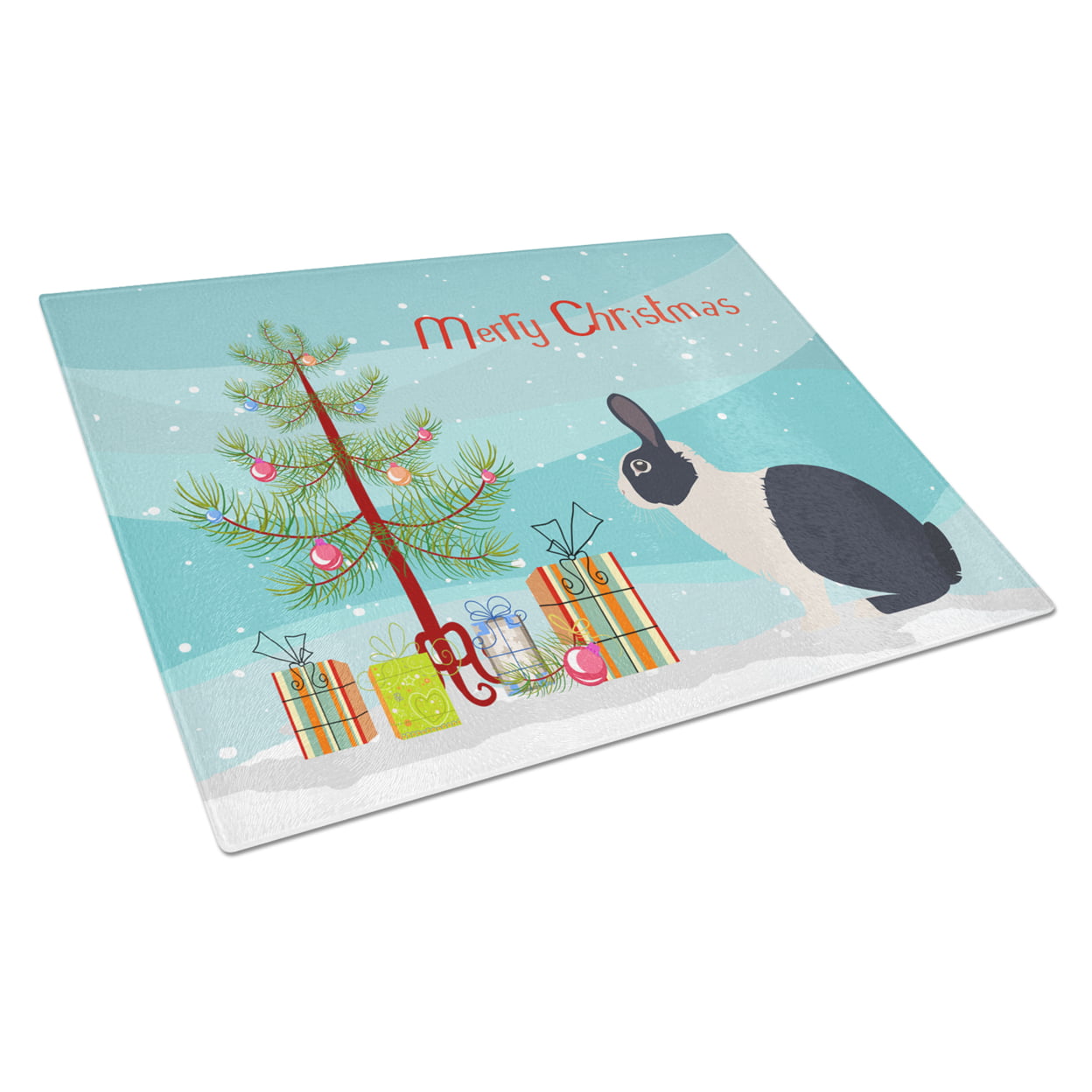 Dutch Rabbit Christmas Glass Cutting Board - Large