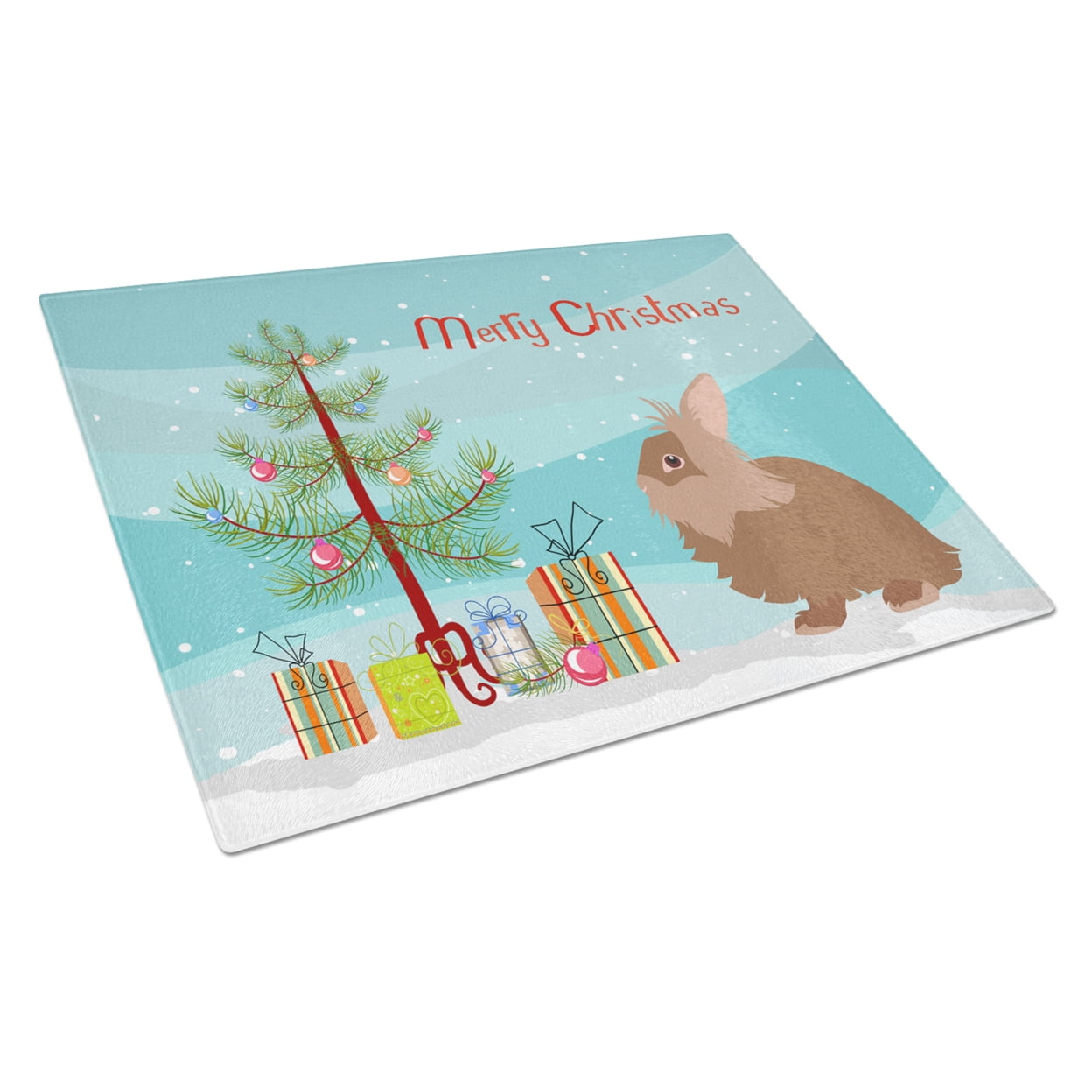 Lionhead Rabbit Christmas Glass Cutting Board - Large
