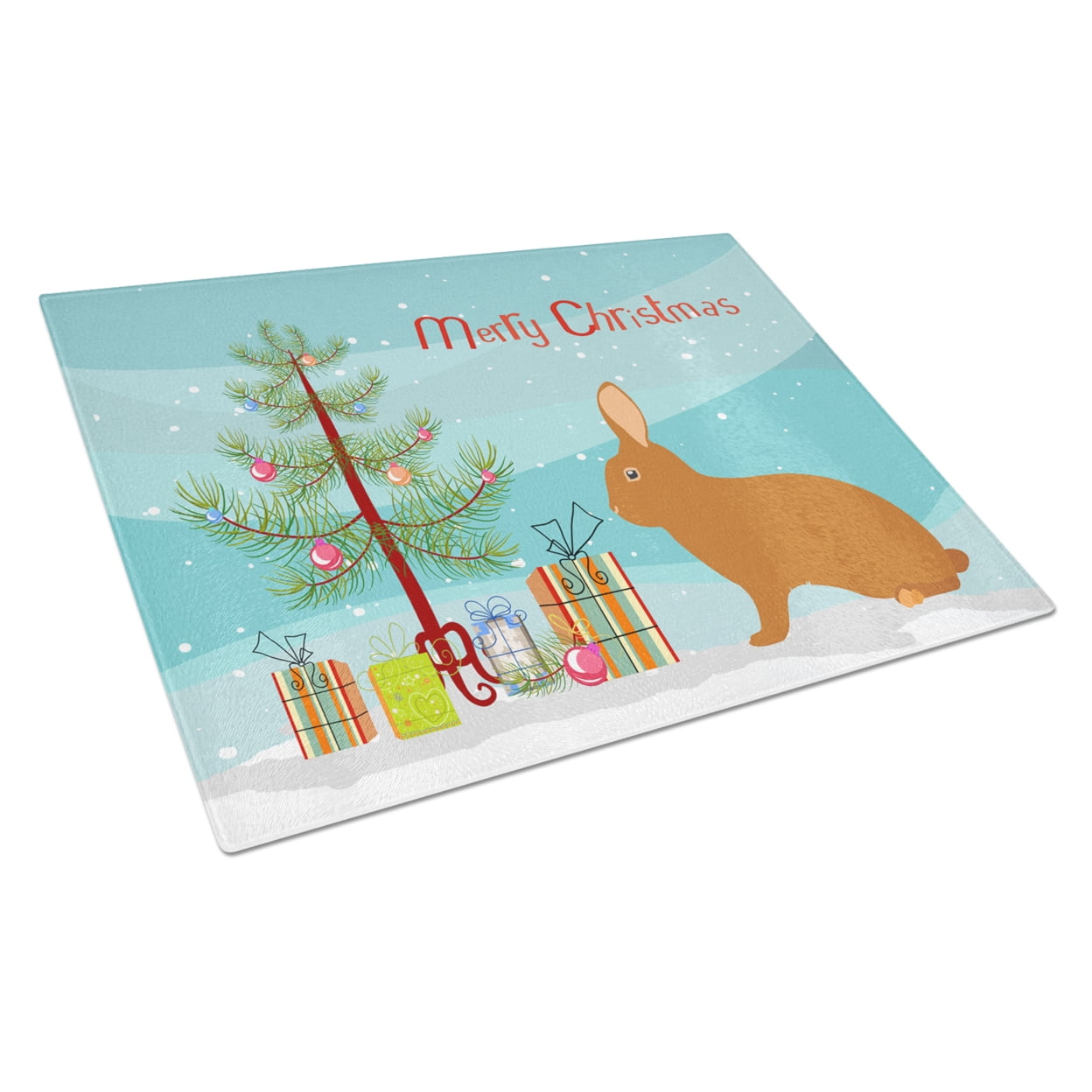 Rex Rabbit Christmas Glass Cutting Board - Large