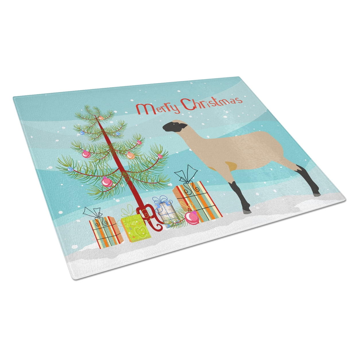 Hampshire Down Sheep Christmas Glass Cutting Board - Large