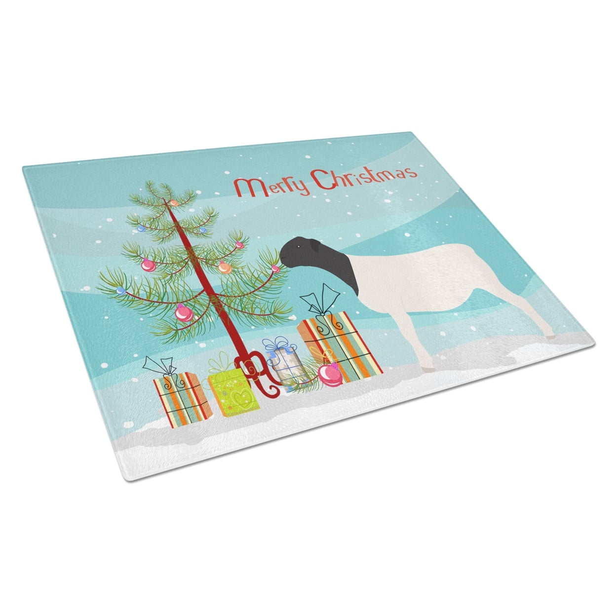 Dorper Sheep Christmas Glass Cutting Board - Large