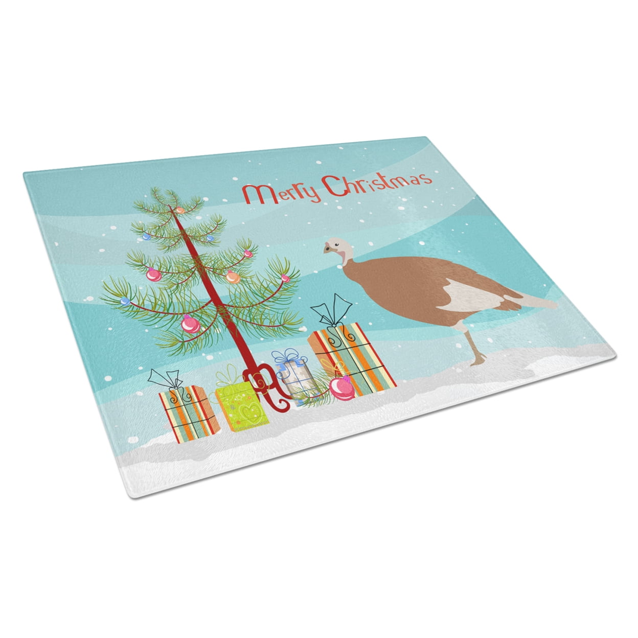 Jersey Buff Turkey Hen Christmas Glass Cutting Board - Large