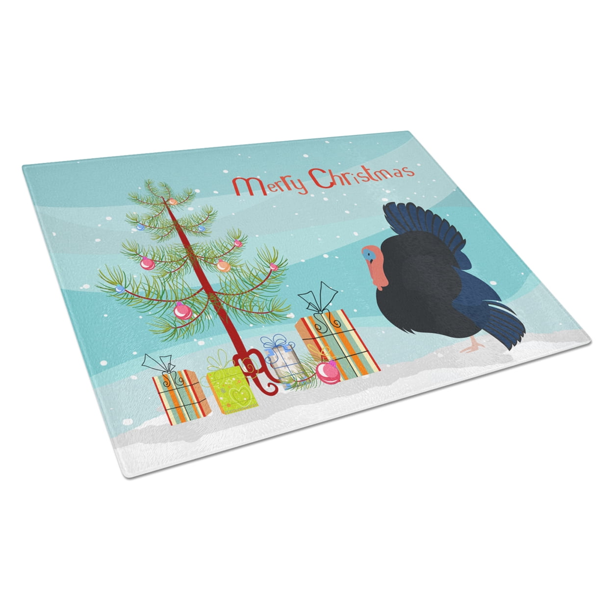 Norfolk Black Turkey Christmas Glass Cutting Board - Large