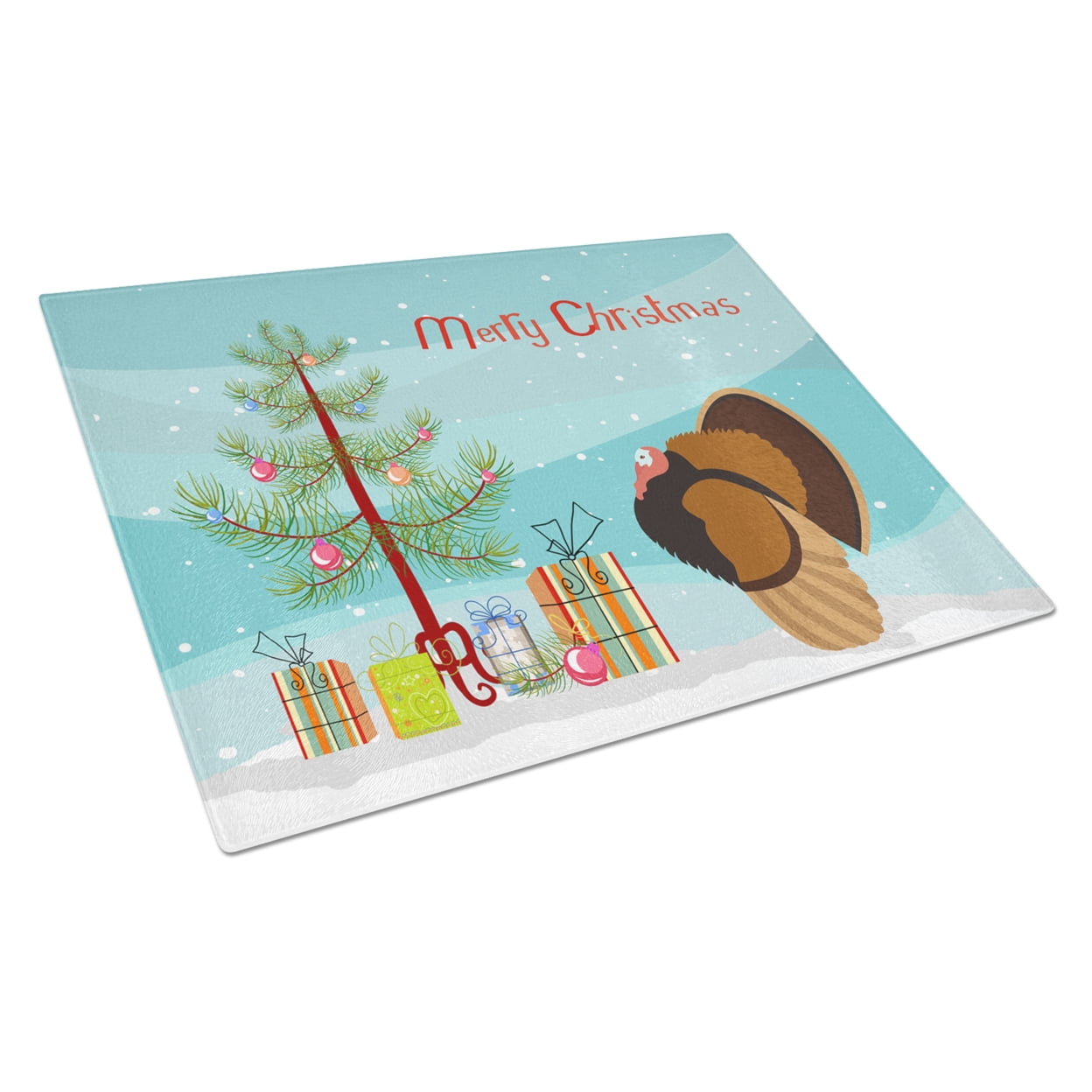 Bronze Turkey Christmas Glass Cutting Board - Large