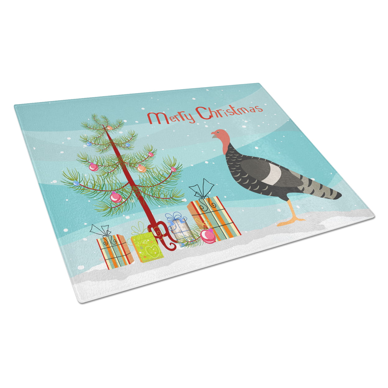 Marragansett Turkey Christmas Glass Cutting Board - Large