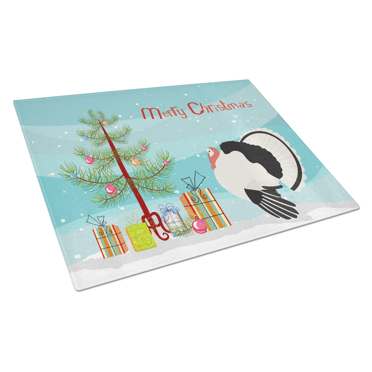 Royal Palm Turkey Christmas Glass Cutting Board - Large