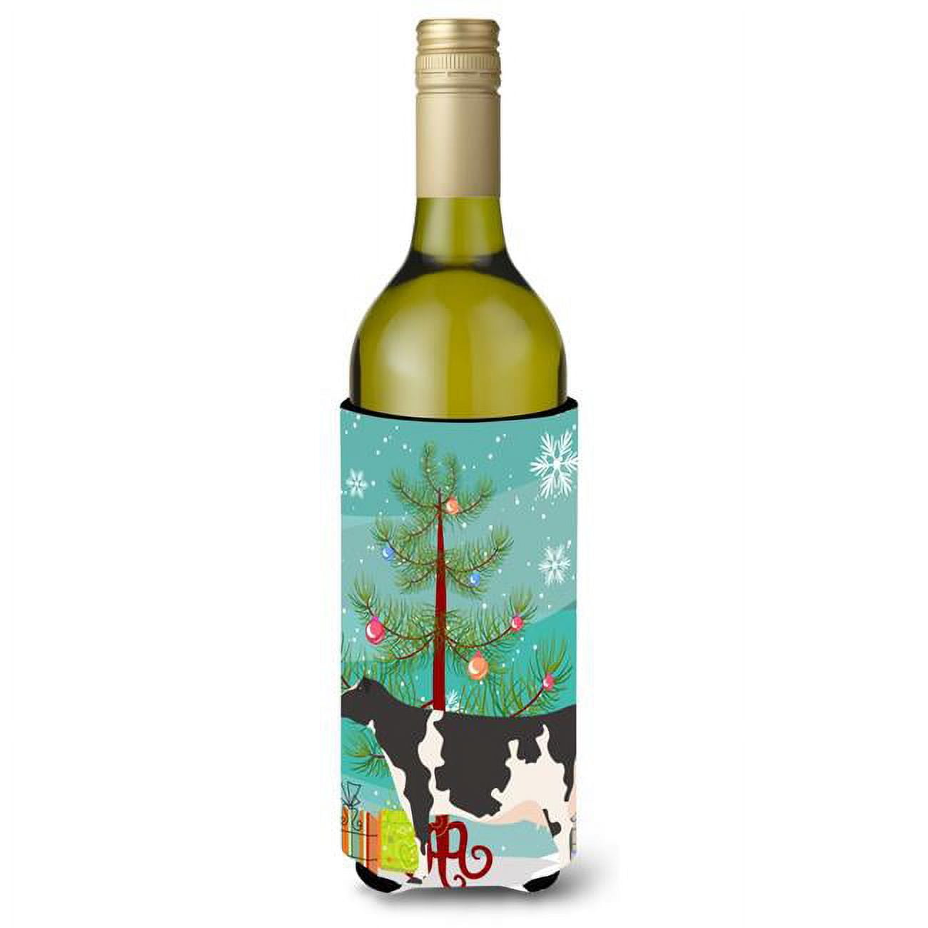 Picture of Carolines Treasures BB9189LITERK Holstein Cow Christmas Wine Bottle Beverge Insulator Hugger