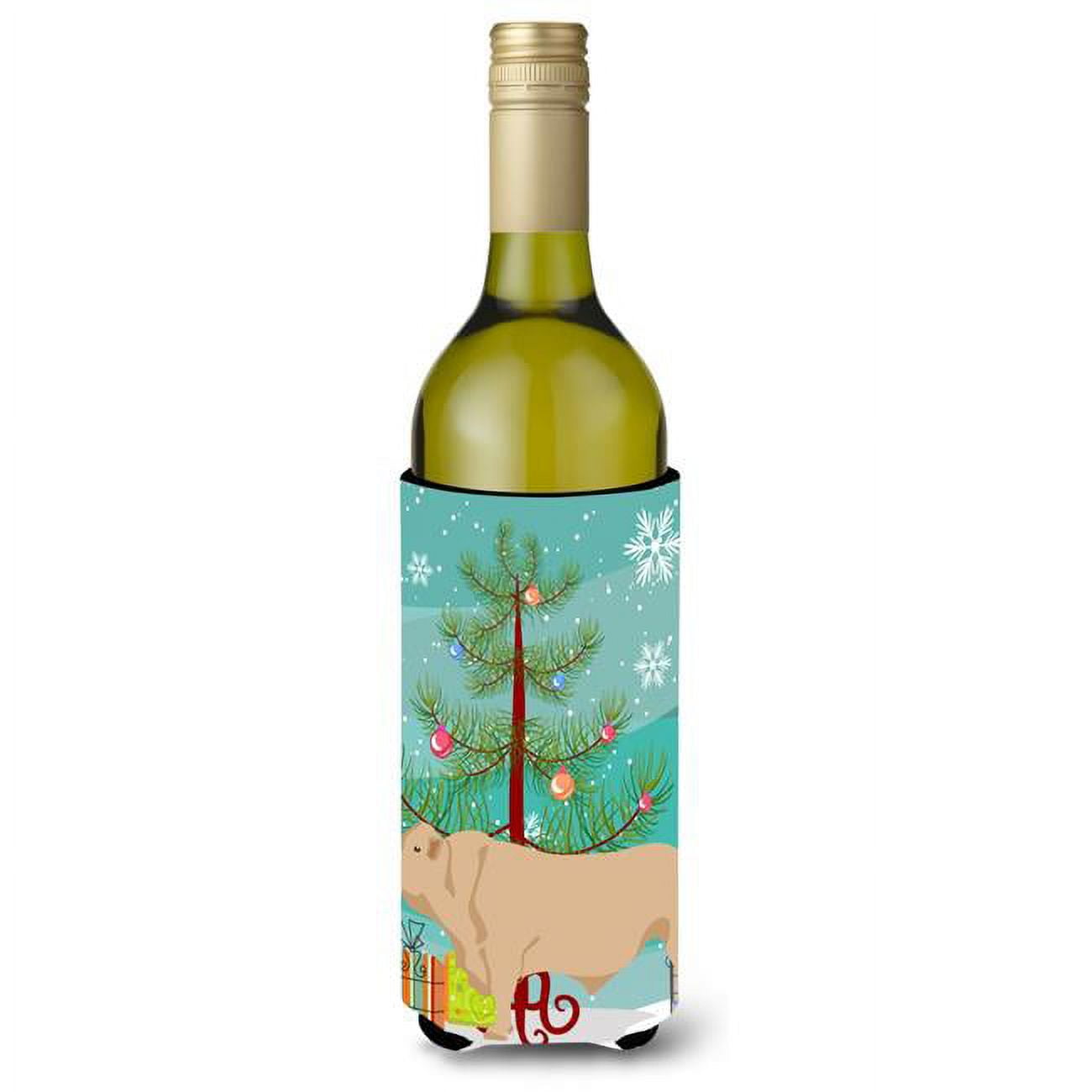 Picture of Carolines Treasures BB9193LITERK Charolais Cow Christmas Wine Bottle Beverge Insulator Hugger