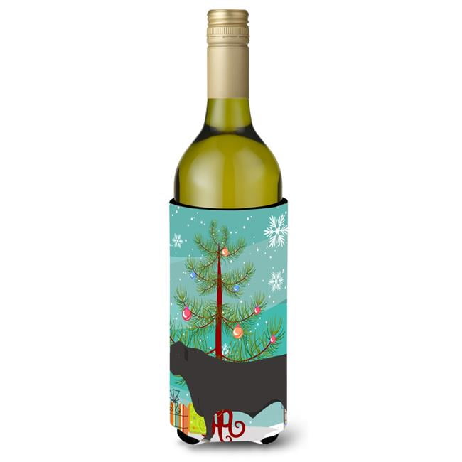 Picture of Carolines Treasures BB9195LITERK Black Angus Cow Christmas Wine Bottle Beverge Insulator Hugger
