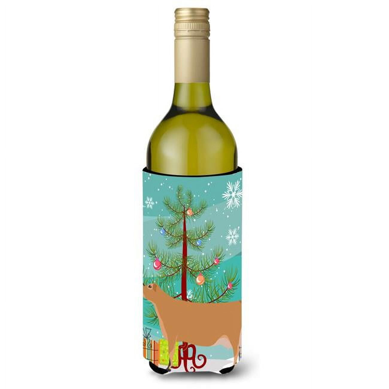 Picture of Carolines Treasures BB9196LITERK Jersey Cow Christmas Wine Bottle Beverge Insulator Hugger