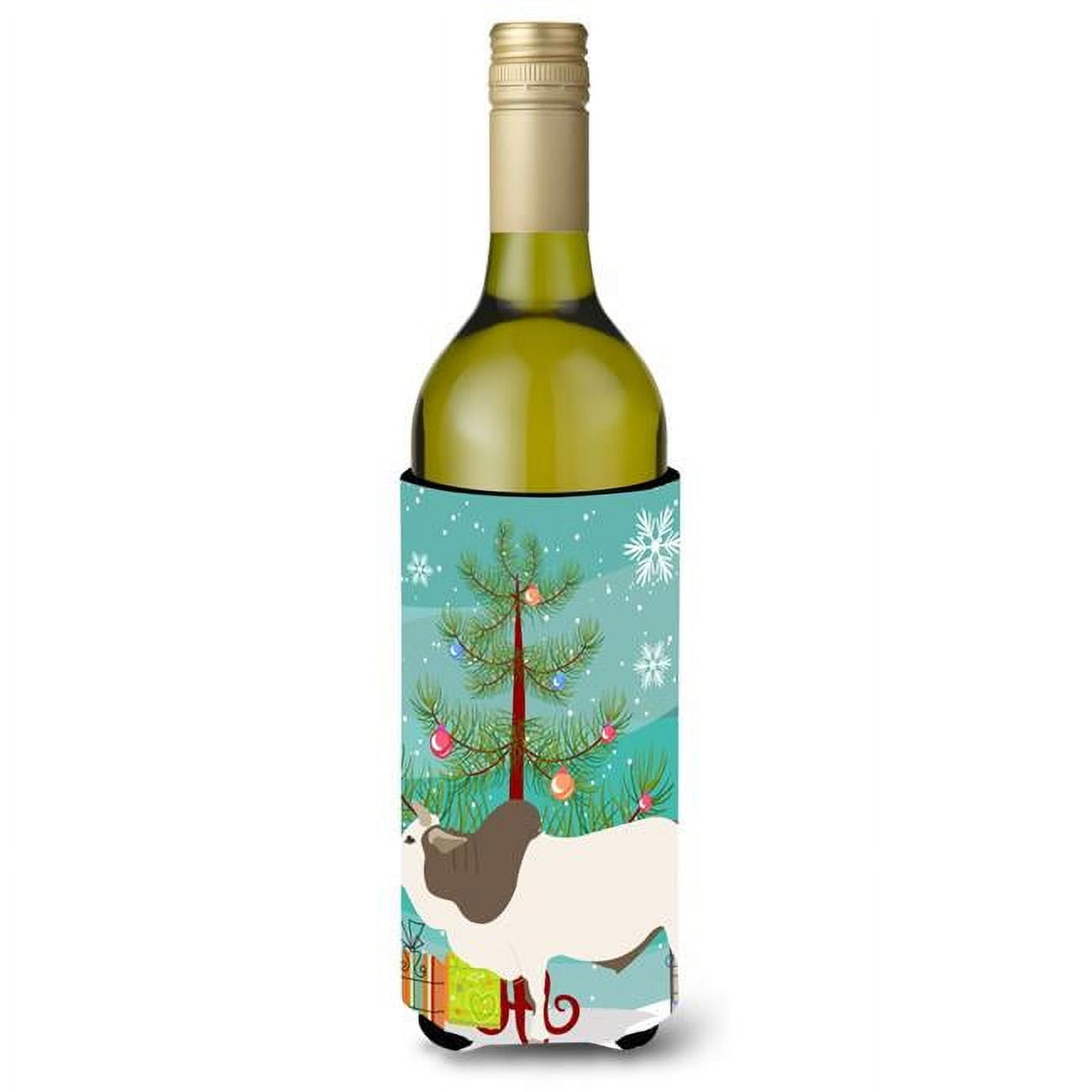Picture of Carolines Treasures BB9197LITERK Malvi Cow Christmas Wine Bottle Beverge Insulator Hugger