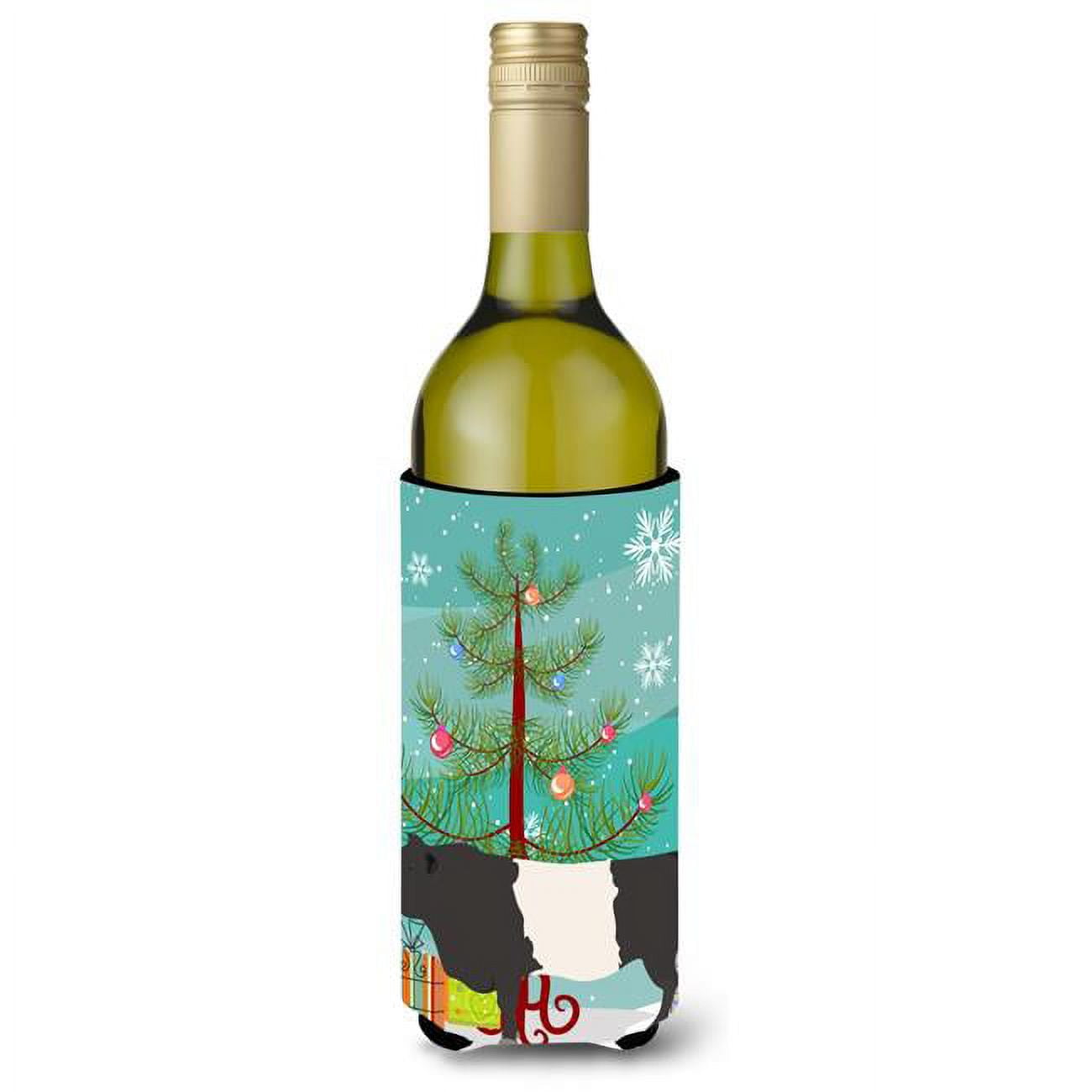 Picture of Carolines Treasures BB9198LITERK Belted Galloway Cow Christmas Wine Bottle Beverge Insulator Hugger
