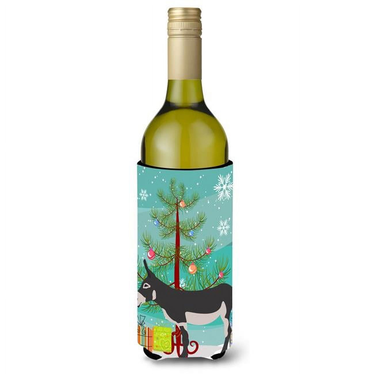 Picture of Carolines Treasures BB9211LITERK American Mammoth Jack Donkey Christmas Wine Bottle Beverge Insulator Hugger