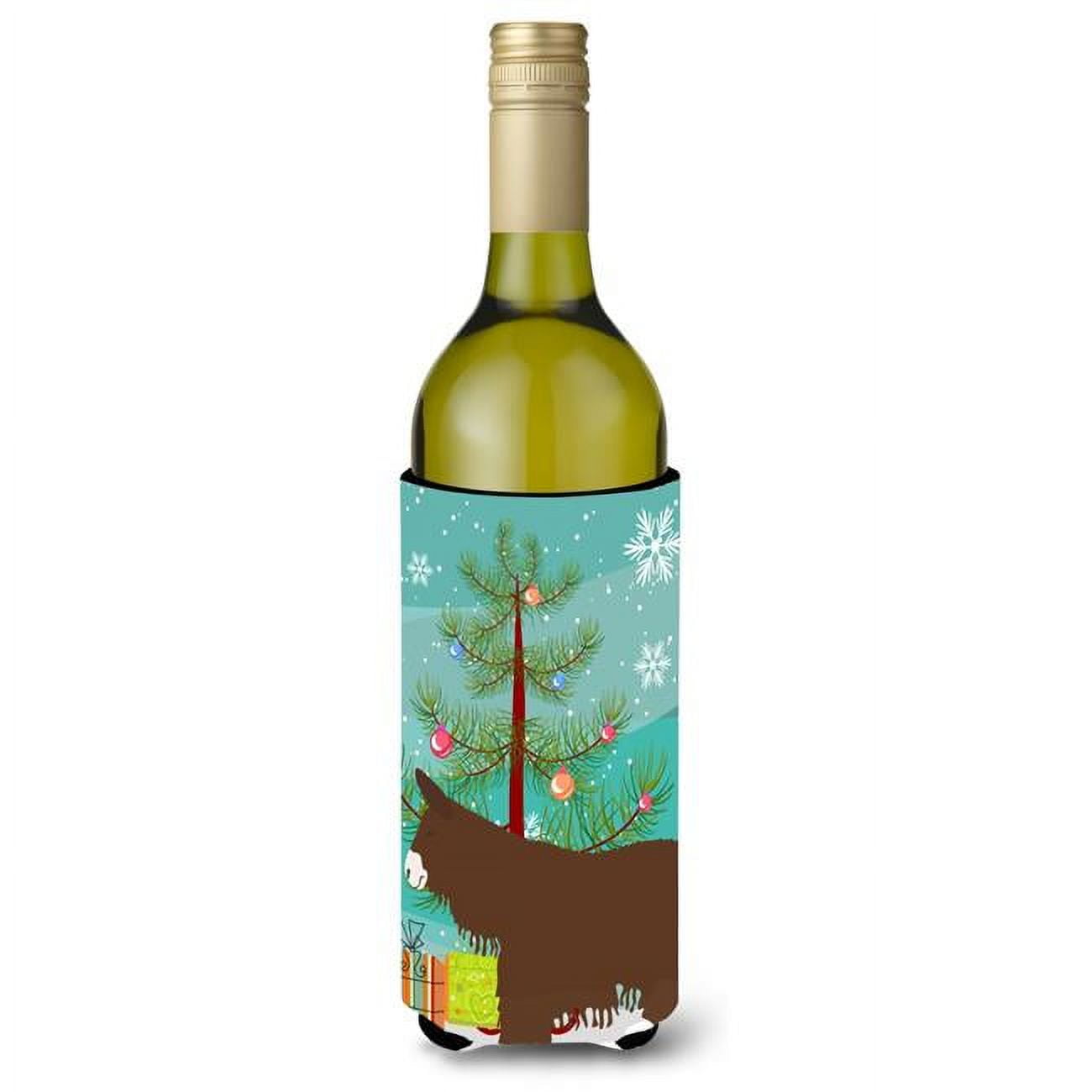 Picture of Carolines Treasures BB9219LITERK Poitou Poiteuin Donkey Christmas Wine Bottle Beverge Insulator Hugger