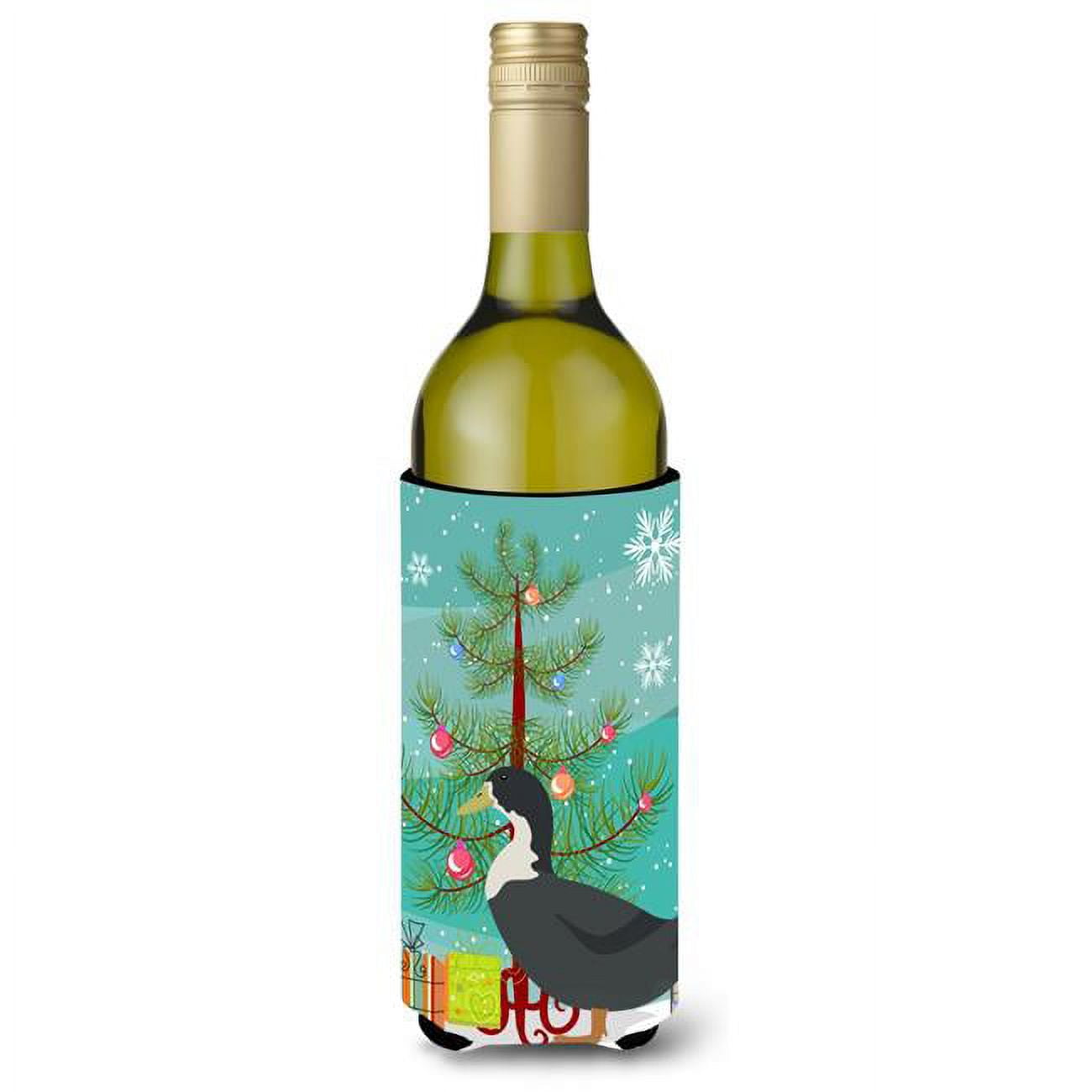 Picture of Carolines Treasures BB9229LITERK Blue Swedish Duck Christmas Wine Bottle Beverge Insulator Hugger