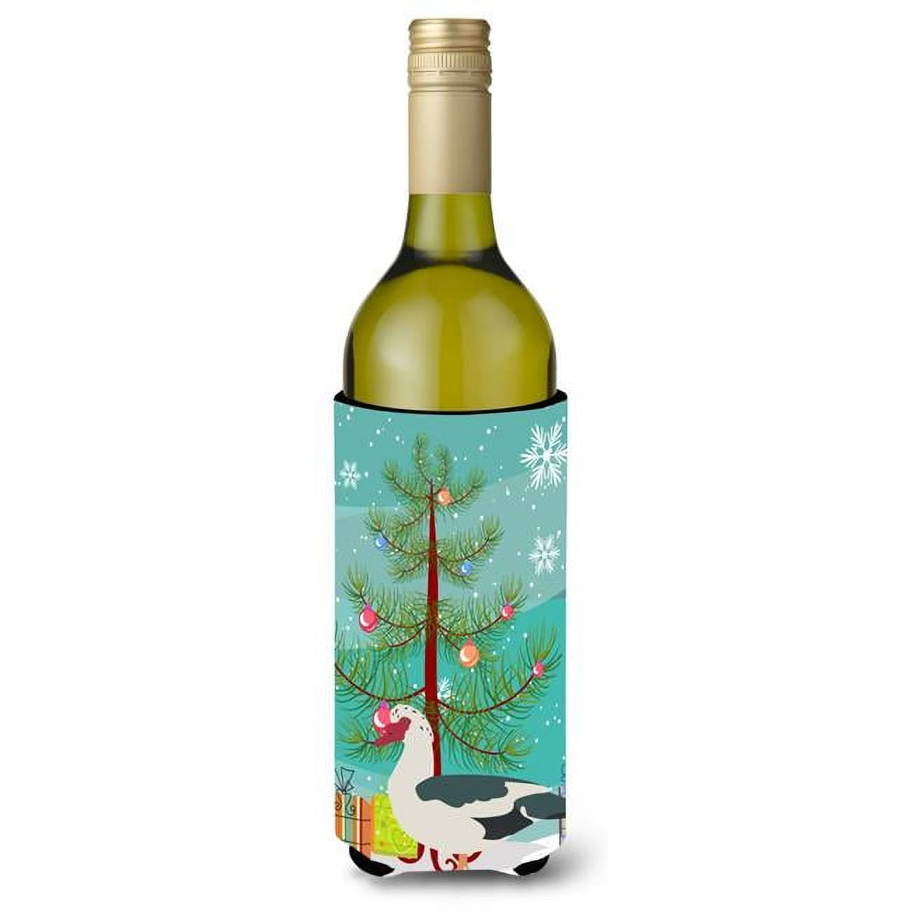 Picture of Carolines Treasures BB9231LITERK Muscovy Duck Christmas Wine Bottle Beverge Insulator Hugger
