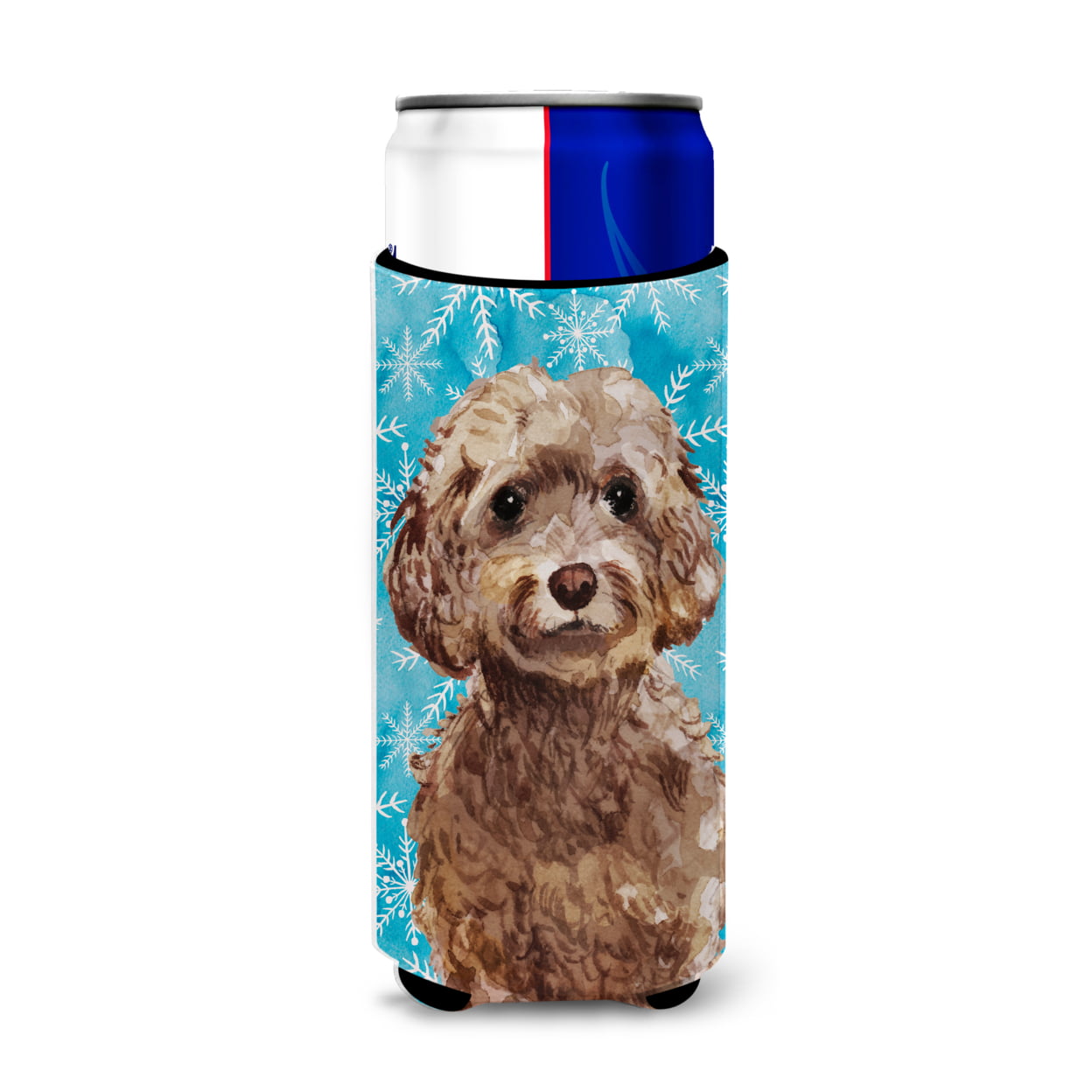 Brown Cockapoo Winter Michelob Ultra Hugger for Slim Cans