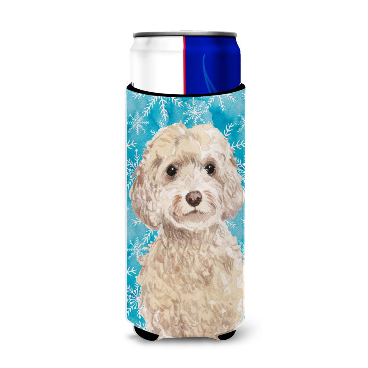 Champagne Cockapoo Winter Michelob Ultra Hugger for Slim Cans