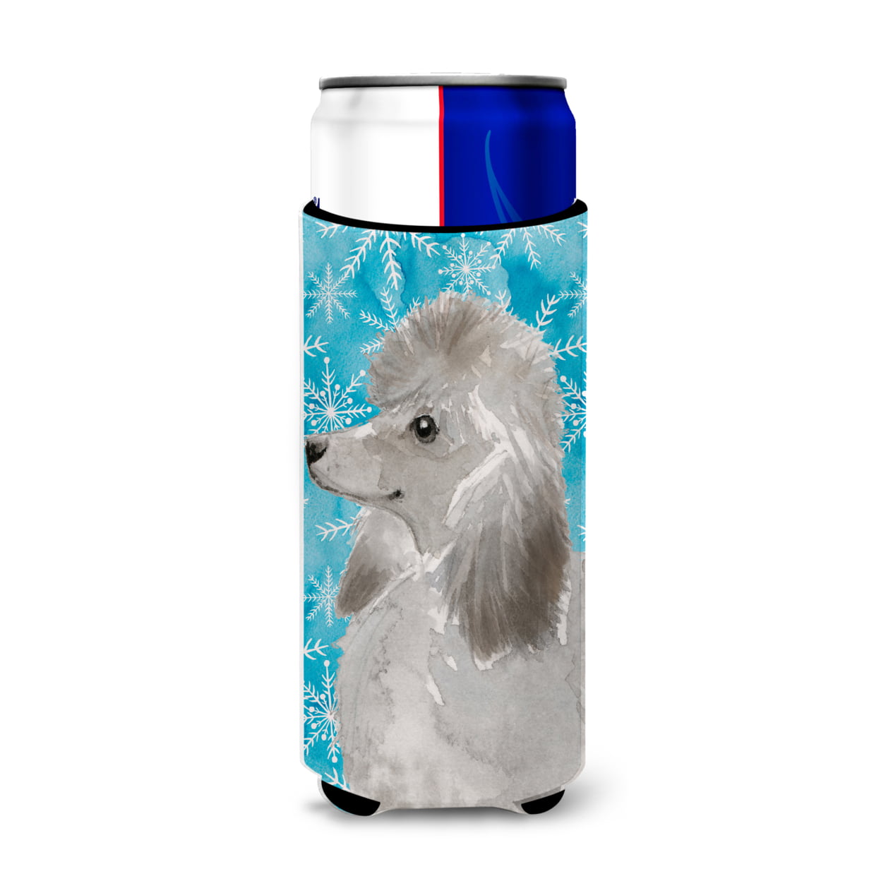 Grey Standard Poodle Winter Michelob Ultra Hugger for Slim Cans