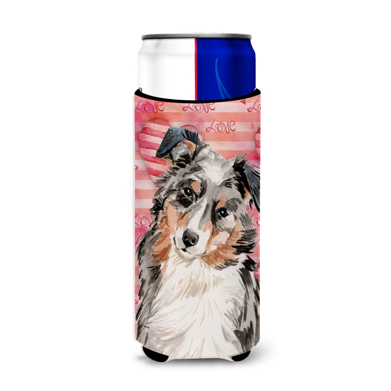 Picture of Carolines Treasures BB9467MUK Australian Shepherd Love Michelob Ultra Hugger for Slim Cans