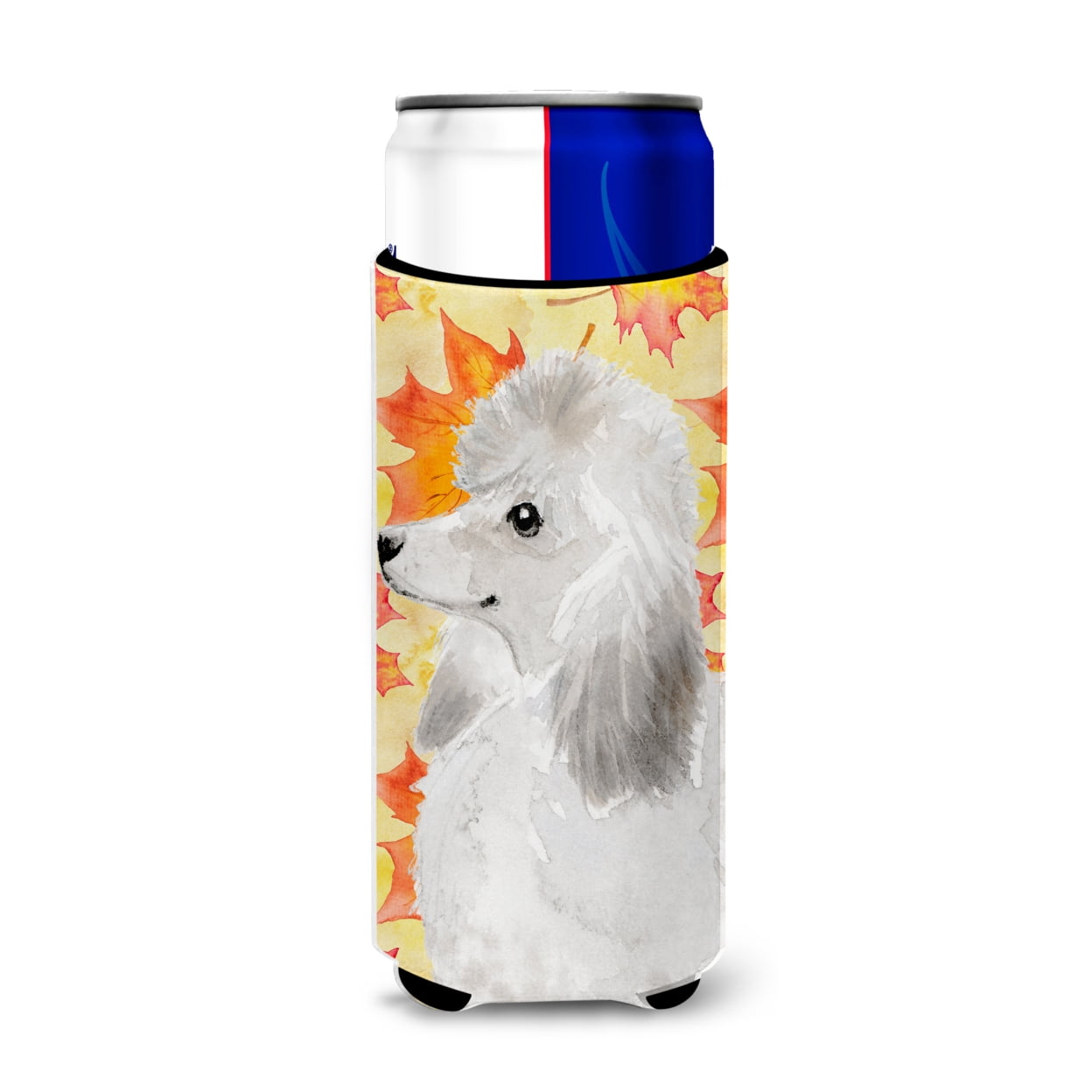 White Standard Poodle Fall Michelob Ultra Hugger for Slim Cans