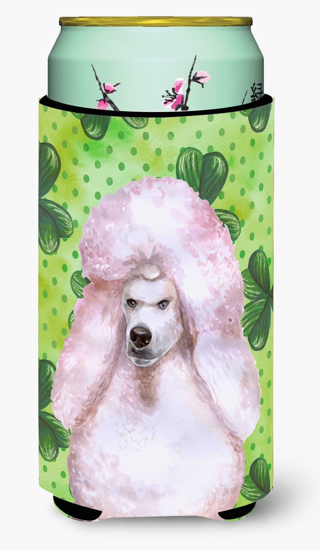 White Standard Poodle St. Patricks Tall Boy Beverage Insulator Hugger