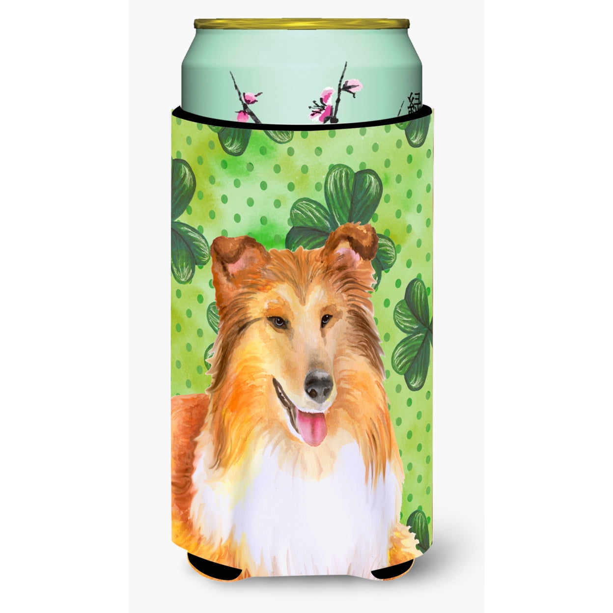 Sheltie St. Patricks Tall Boy Beverage Insulator Hugger