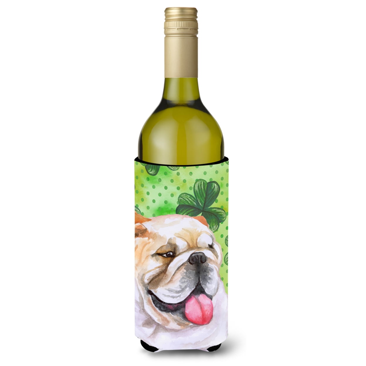 Picture of Carolines Treasures BB9813LITERK English Bulldog St. Patricks Wine Bottle Beverge Insulator Hugger