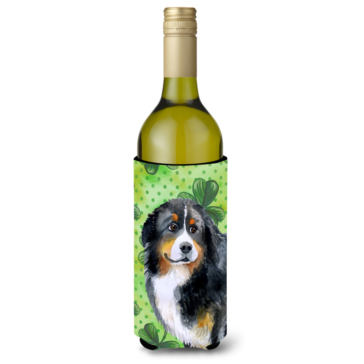Picture of Carolines Treasures BB9819LITERK Bernese Mountain Dog St. Patricks Wine Bottle Beverge Insulator Hugger