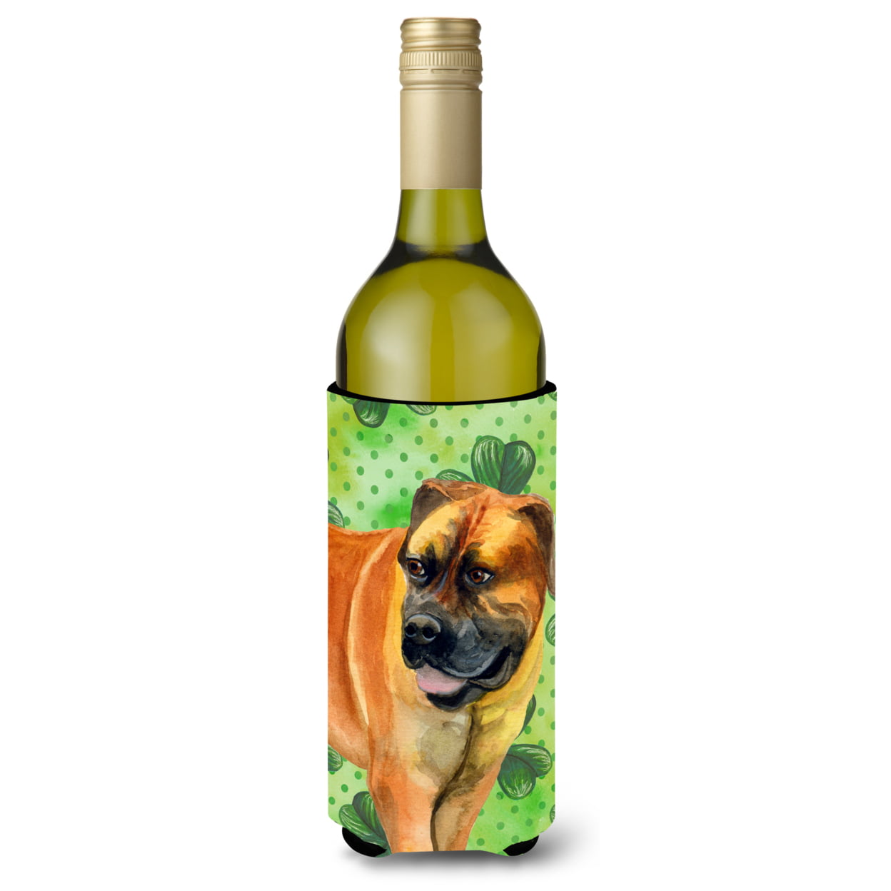 Picture of Carolines Treasures BB9820LITERK Boerboel Mastiff St. Patricks Wine Bottle Beverge Insulator Hugger