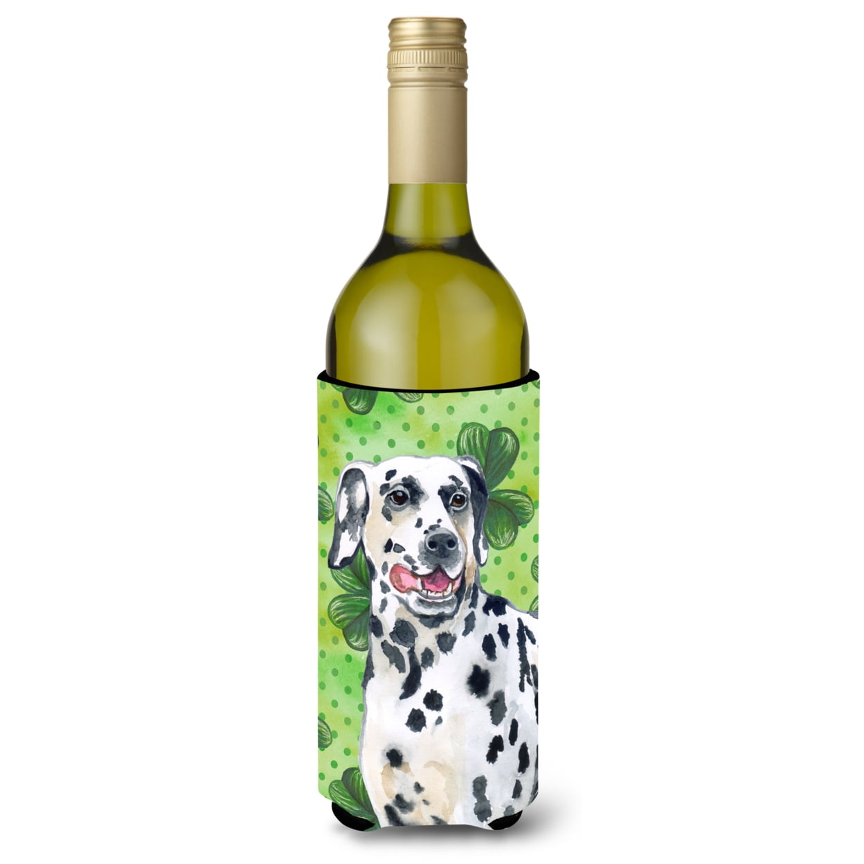 Picture of Carolines Treasures BB9827LITERK Dalmatian St. Patricks Wine Bottle Beverge Insulator Hugger