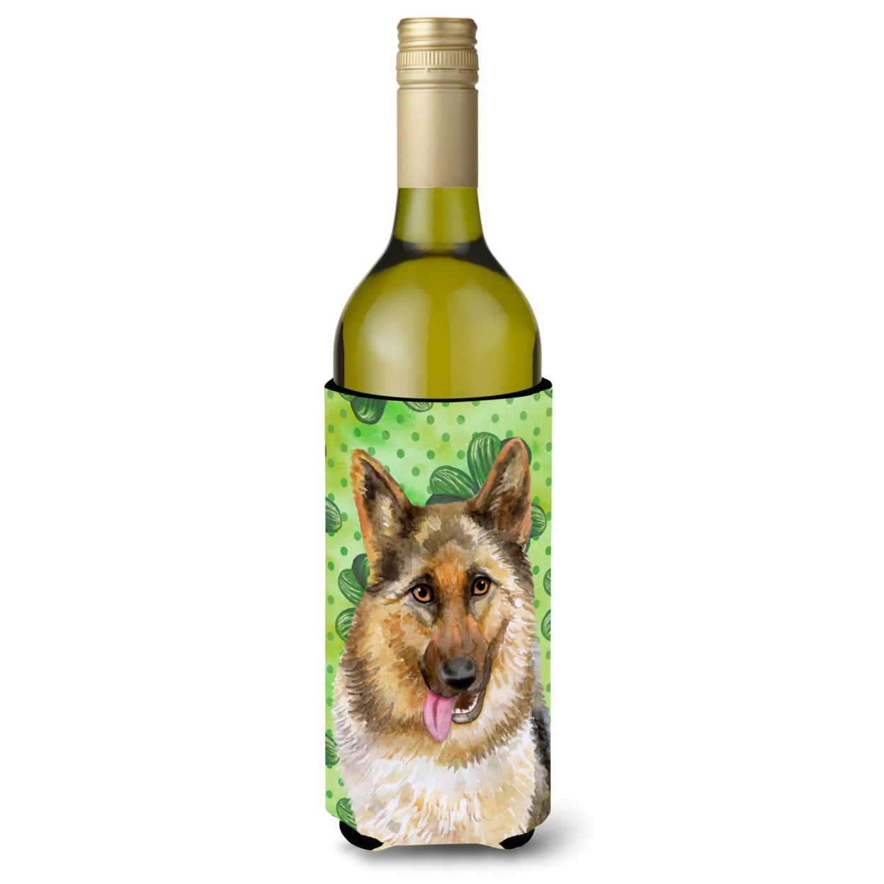 Picture of Carolines Treasures BB9828LITERK German Shepherd St. Patricks Wine Bottle Beverge Insulator Hugger