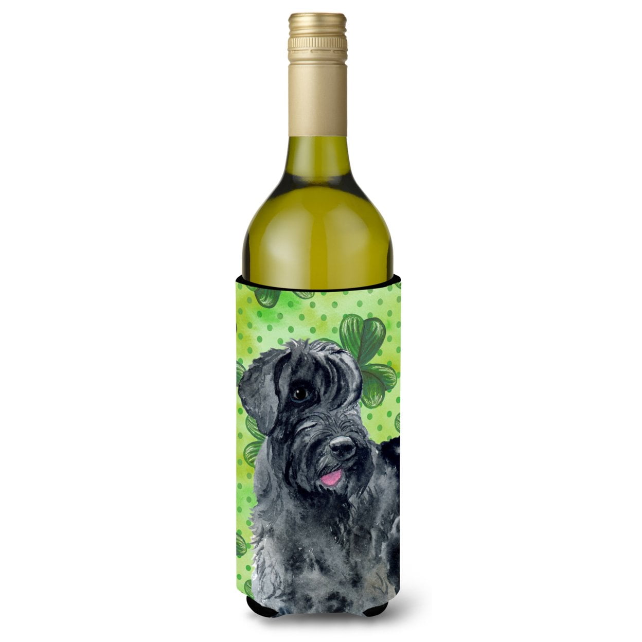 Picture of Carolines Treasures BB9834LITERK Giant Schnauzer St. Patricks Wine Bottle Beverge Insulator Hugger