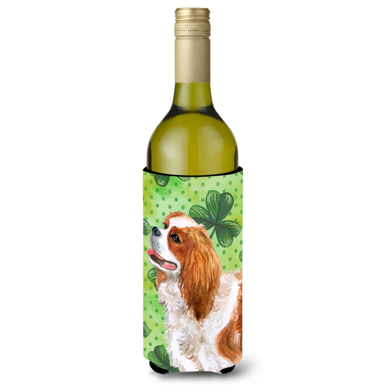 Picture of Carolines Treasures BB9837LITERK Cavalier Spaniel St. Patricks Wine Bottle Beverge Insulator Hugger