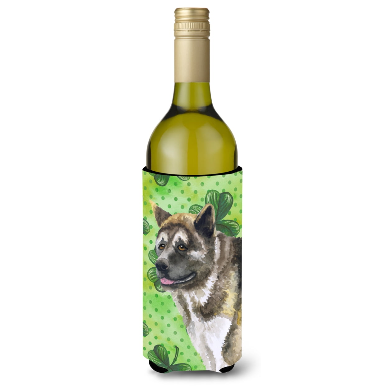 Picture of Carolines Treasures BB9843LITERK American Akita St. Patricks Wine Bottle Beverge Insulator Hugger