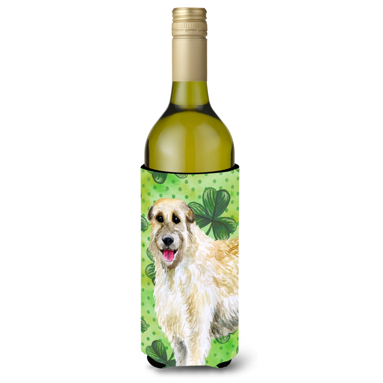 Picture of Carolines Treasures BB9844LITERK Irish Wolfhound St. Patricks Wine Bottle Beverge Insulator Hugger