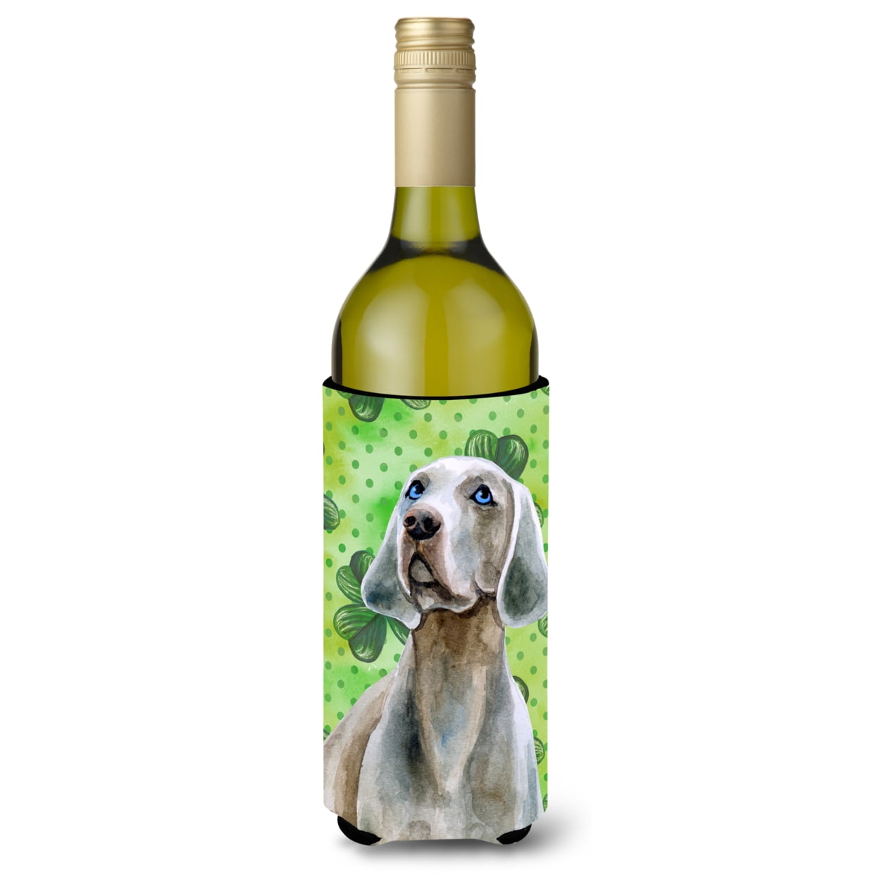 Picture of Carolines Treasures BB9848LITERK Weimaraner St. Patricks Wine Bottle Beverge Insulator Hugger