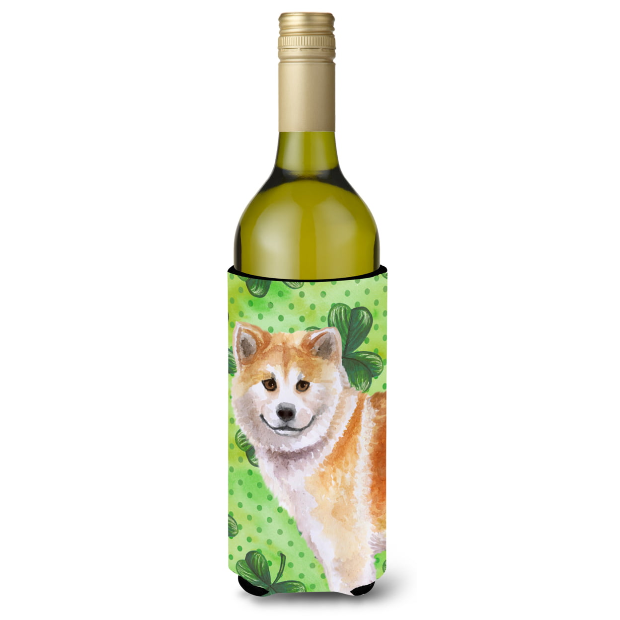 Picture of Carolines Treasures BB9852LITERK Shiba Inu St. Patricks Wine Bottle Beverge Insulator Hugger