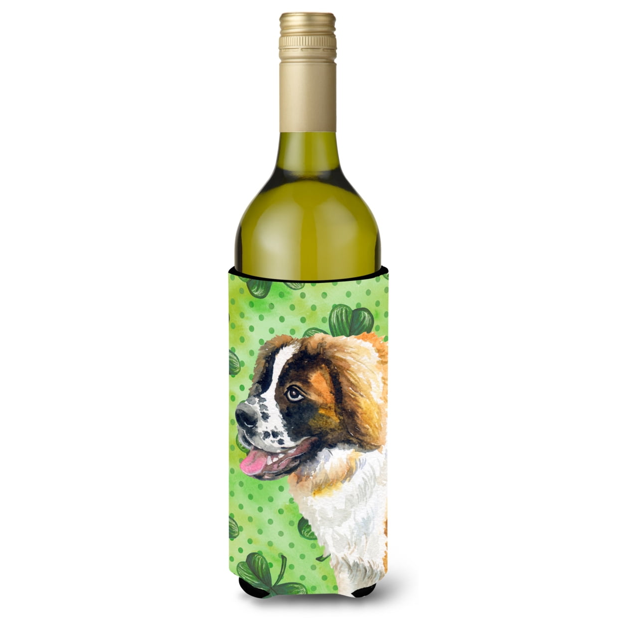 Picture of Carolines Treasures BB9853LITERK Saint Bernard St. Patricks Wine Bottle Beverge Insulator Hugger