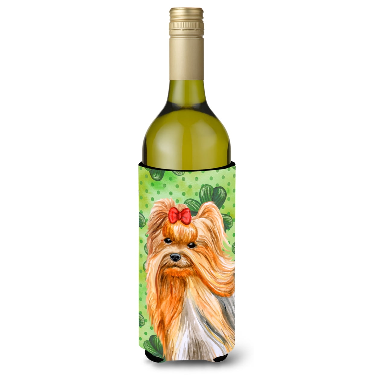 Picture of Carolines Treasures BB9859LITERK Yorkshire Terrier St. Patricks Wine Bottle Beverge Insulator Hugger