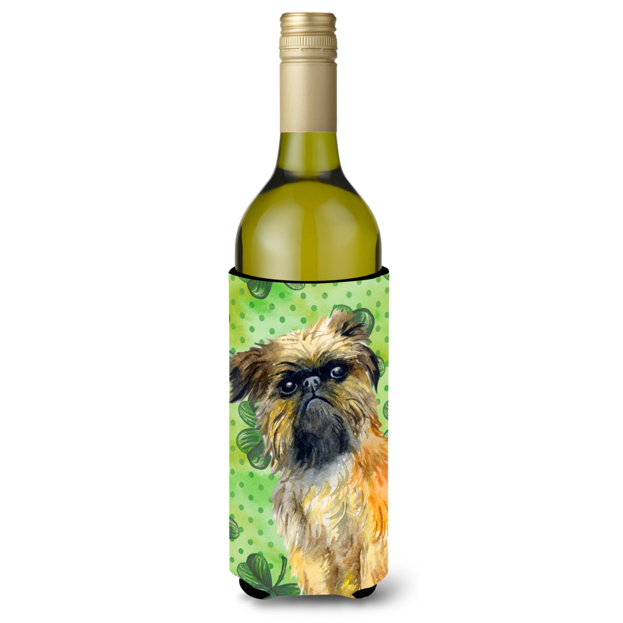 Picture of Carolines Treasures BB9861LITERK Brussels Griffon St. Patricks Wine Bottle Beverge Insulator Hugger