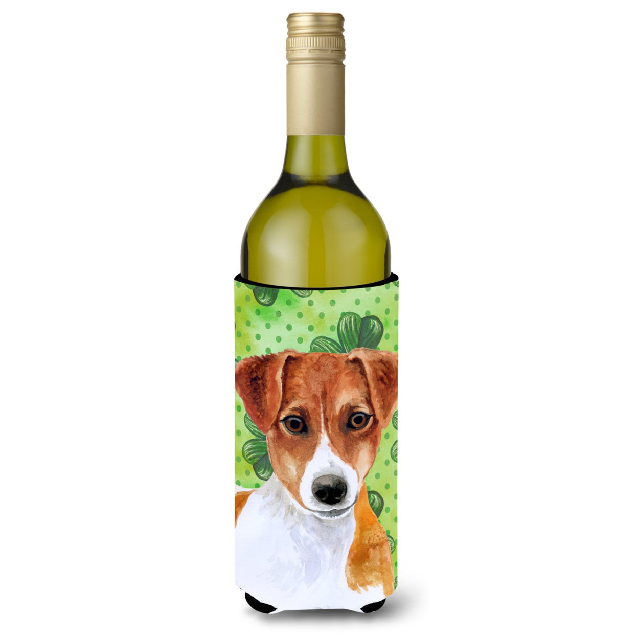 Picture of Carolines Treasures BB9863LITERK Jack Russell Terrier St. Patricks Wine Bottle Beverge Insulator Hugger
