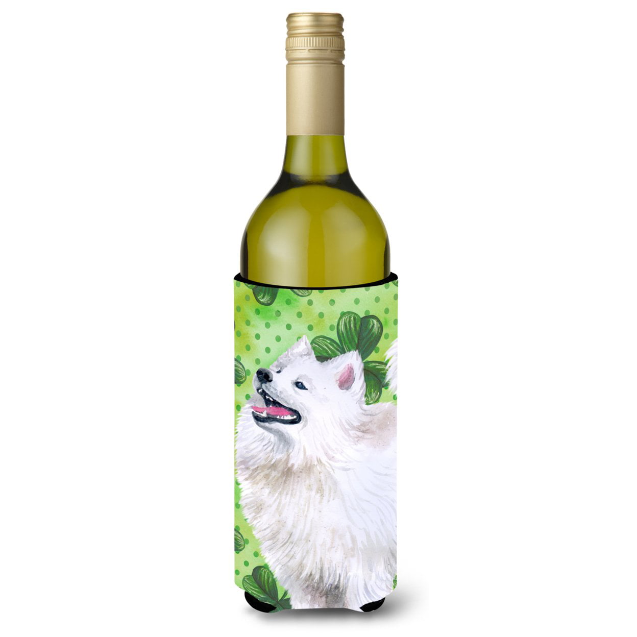 Picture of Carolines Treasures BB9865LITERK Samoyed St. Patricks Wine Bottle Beverge Insulator Hugger