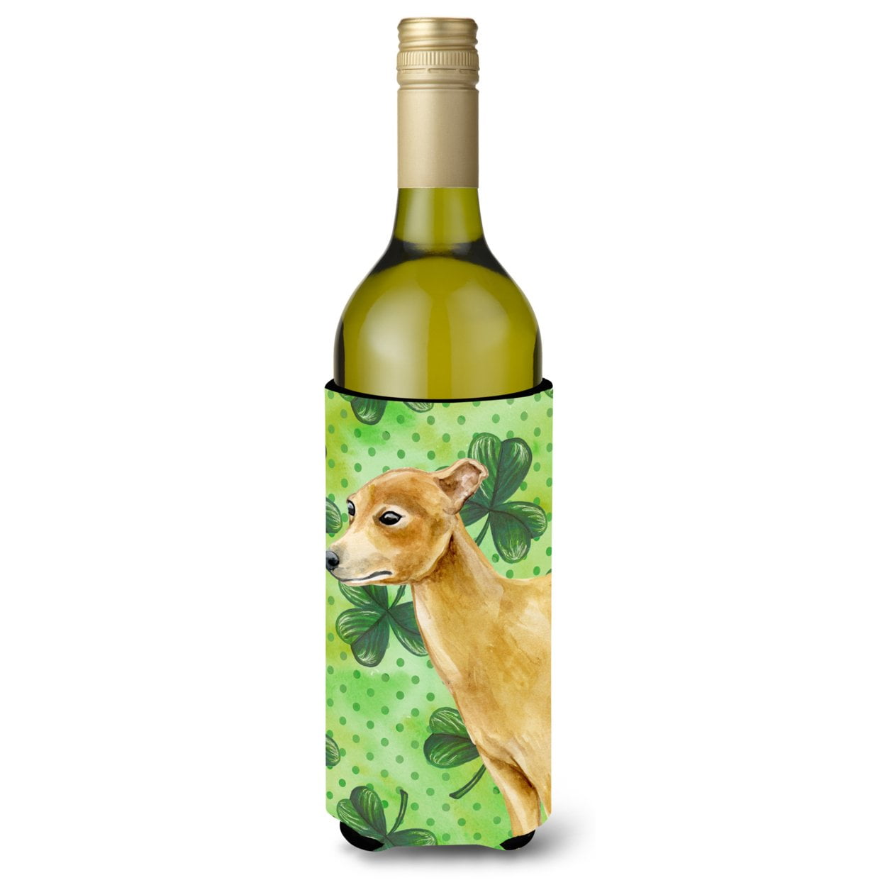 Picture of Carolines Treasures BB9872LITERK Italian Greyhound St. Patricks Wine Bottle Beverge Insulator Hugger